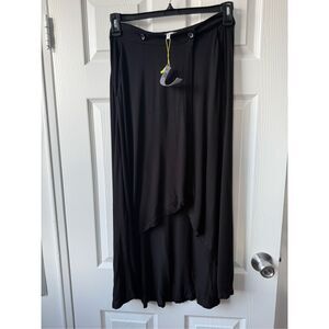 BCBGeneration Maxi Wrap Skirt Women's Medium Black NEW adjustable high-low